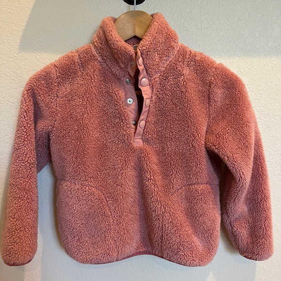 Jcrew crewcuts girls sherpa half button snap pullover with pockets. - Picture 5 of 9